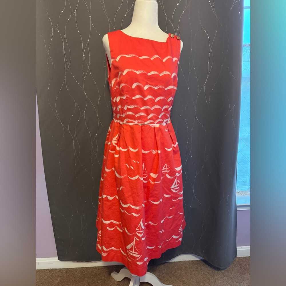Talbots pink/white sailboat dress 14